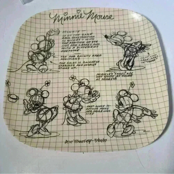 Disney Minnie Mouse Sketch 10in square dinner plate - Picture 1 of 2